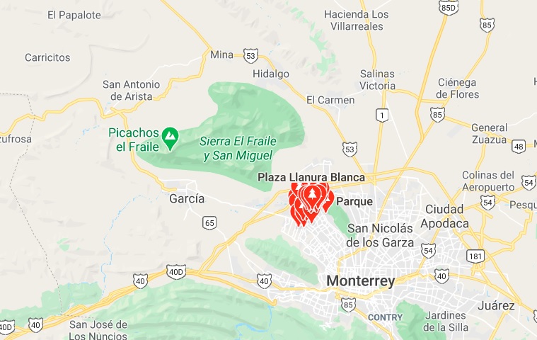 Mapa Huasteca Monterrey
